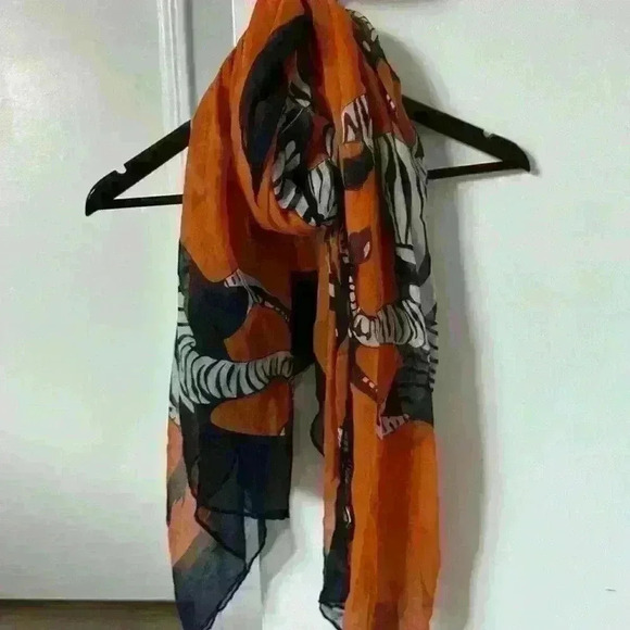Urban Outfitters Zebra Orange Scarf - Picture 1 of 2